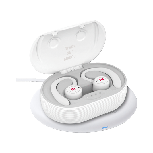 BUNDLE: MiiBUDS ACTION II - Arctic White + CHARGE ONE - Wireless Charger